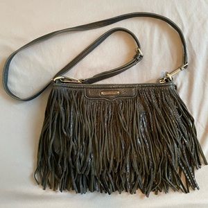 Rebecca Minkoff black leather fringe crossbody